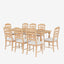 TOPMAX Vintage Traditional 9-Piece Extendable Dining Table Set with Removable Leaf & Upholstered Chairs, Natural Rubber Wood