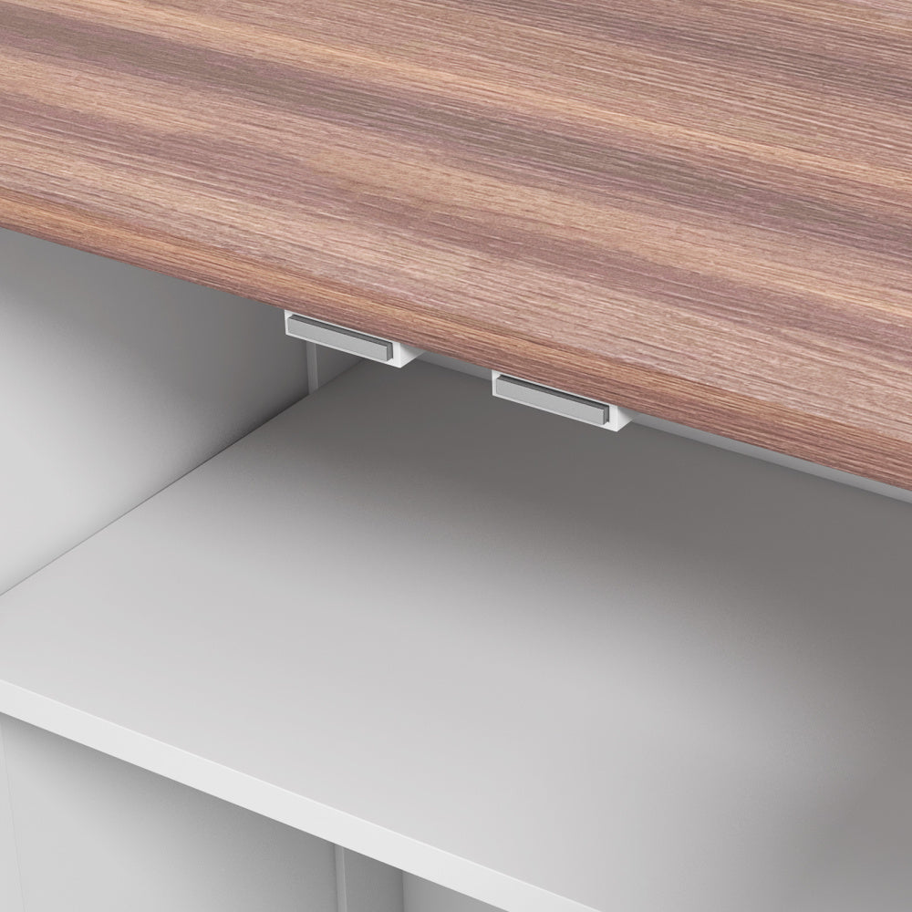 PawHut Dog Feeding Station, Dog Food Storage Cabinet with Hidden Dog Bowls, Adjustable Panel, Hooks for Medium Sized Dogs, White