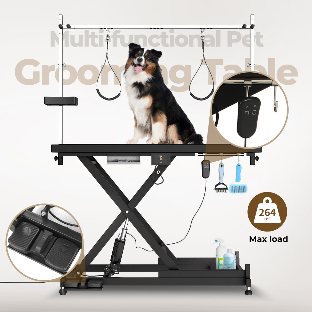 Update electric pet grooming table, 110V/220V professional groomer recommend super Deluxe electric pet grooming table, height adjust from 8 up to 36inch BLACK COLOR