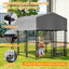 Dog Kennel Outdoor with Roof, 4.23'x5.82'x4.83' Welded Wire Enclosure, Heavy Duty Dog Crate with UV-Resistant Waterproof Cover, Double Lock & Rotating Feeder