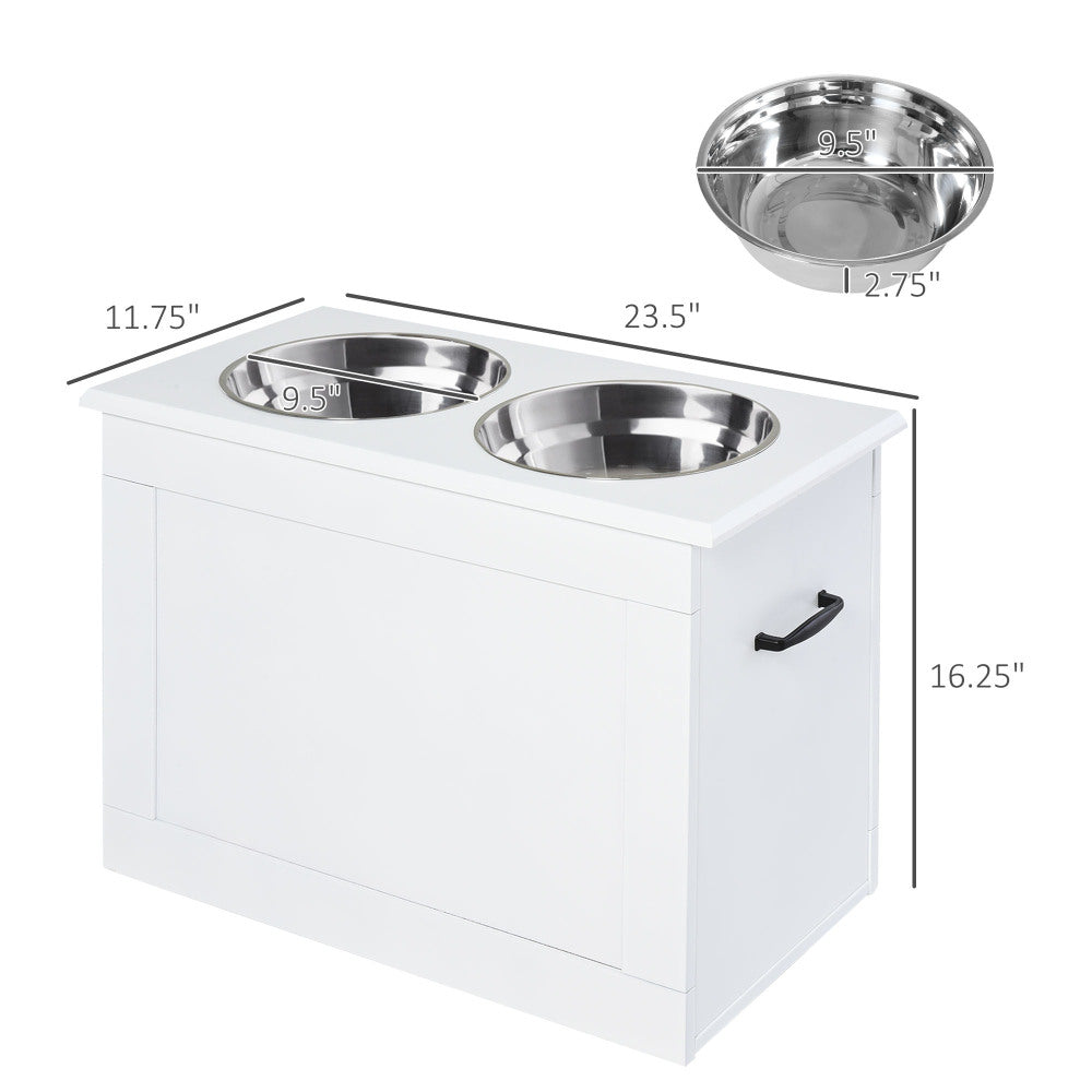 Elevated Feeder Stand Stainless Steel Bowl Raised Pet Feeding Storage Station with Stainless Steel Bowls Base