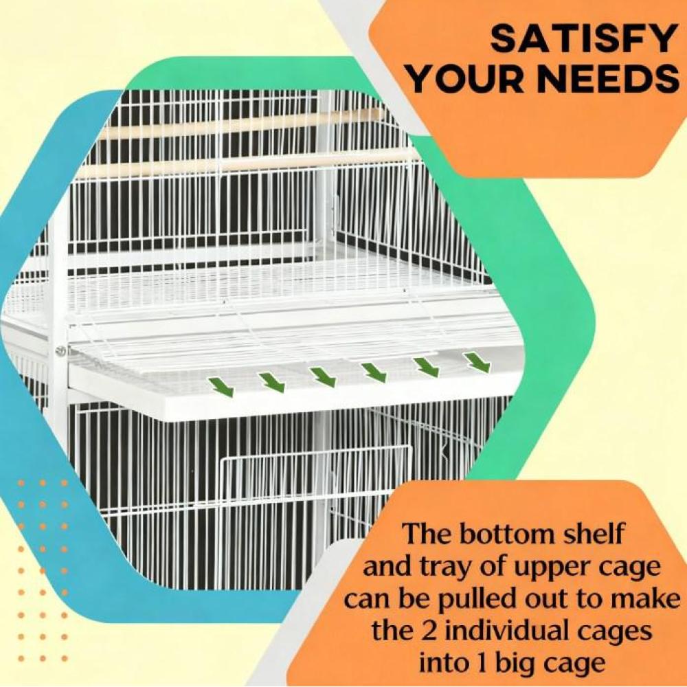 Convenient Bird Cage,Metal Bird Cage Feeder with Rolling Stand Perches Food Containers Doors Wheels