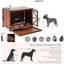 33" Solid Wood Dog Crate Furniture, Foldable Indoor Kennel with 360° Rotating Feeder Multi-Functional End Table for Small & Medium Dogs, Portable Pet Cage with Removable Tray & Easy Assembly
