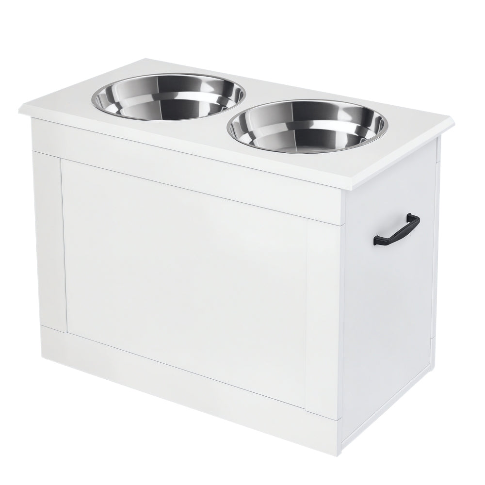 Elevated Feeder Stand Stainless Steel Bowl Raised Pet Feeding Storage Station with Stainless Steel Bowls Base