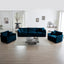 Sofa Set of 3, 1+1+3 Seats Living Room Sofa Set, Accent Chair, Loveseat, and Three-Seat Sofa Modern Style Round Arms 3 Piece Sofa Set, Blue