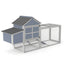 Outdoor Chicken Coop, Wooden Hen House with Nesting Box, Run, Resting Room, Ramp, Pull-Out Tray, Gray