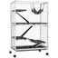 PawHut 50" H 5-Tier Small Animal Cage, Ferret Cage, Large Chinchilla Cage with Hammock Accessory Heavy-Duty Steel Wire, Small Animal Habitat with 4 Doors, Removable Tray, White