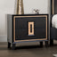 SunJet Modern Espresso Bedside Table Bedroom Furniture 1pc Nightstand Gold Accent Trim Wooden Finger Pull