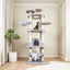 84 in Beige cat tree tower with large condo sisal scratching post big hammock and top platform