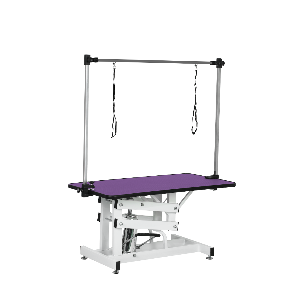 42.5INCH HYDRAULIC PET GROOMING TABLE WITH "H" ARM PURPLE