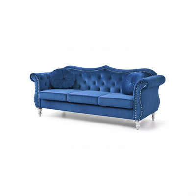 Hollywood Glam G0661A-S Sofa with Velvet Cover, Navy Blue, 82-Inch