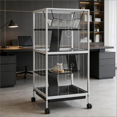 Spacious Pet House,Rolling Small Animal Hutch Cage,Small Pet Hutch