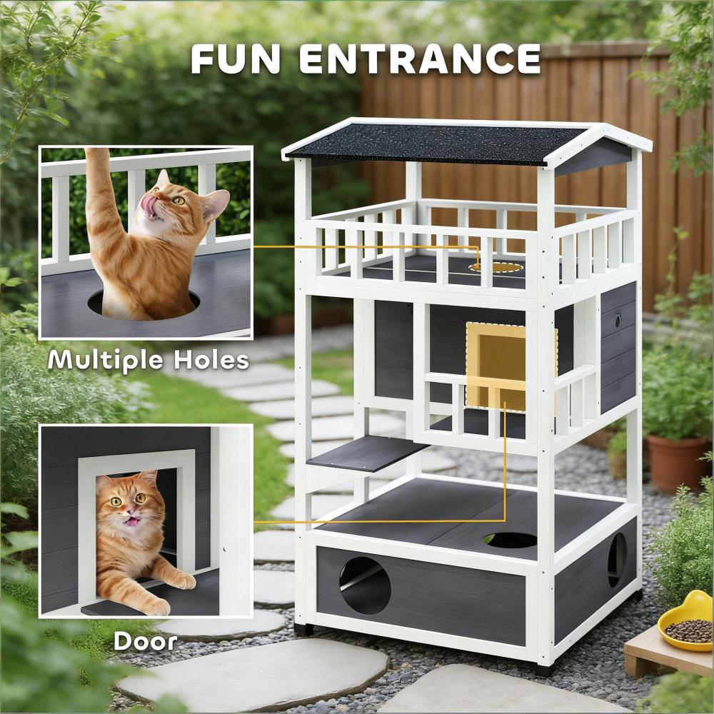 Feral Cat Shelter,Pet House,Wooden Outdoor Cat House