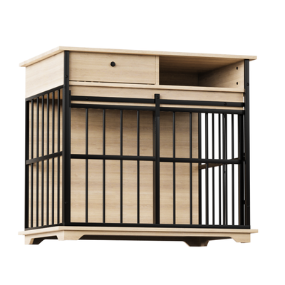 Dog Crate Furniture , Large Dog Cage Furniture with Tray for Medium Large Dogs, Wooden Dog Kennel Furniture