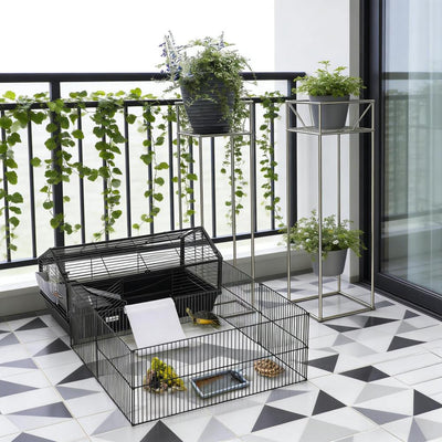 Rolling Metal Small Animal Hutch Cage,Small Pet Hutch,Spacious Pet House