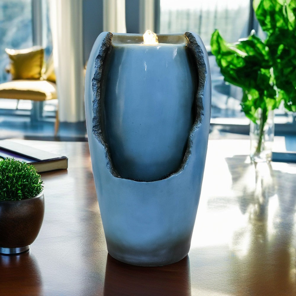 Vase Indoor Tabletop Fountain with LED Light-17.9"H