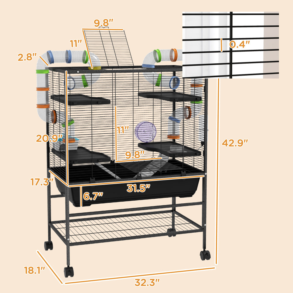 Small Animal Cage for Syrian Hamster, Gerbil Cage with Tubing System