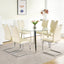 Modern simple table with a glass round table and six chairs. Transparent tempered glass table top, electroplated table legs, bow chair legs (set of 7)