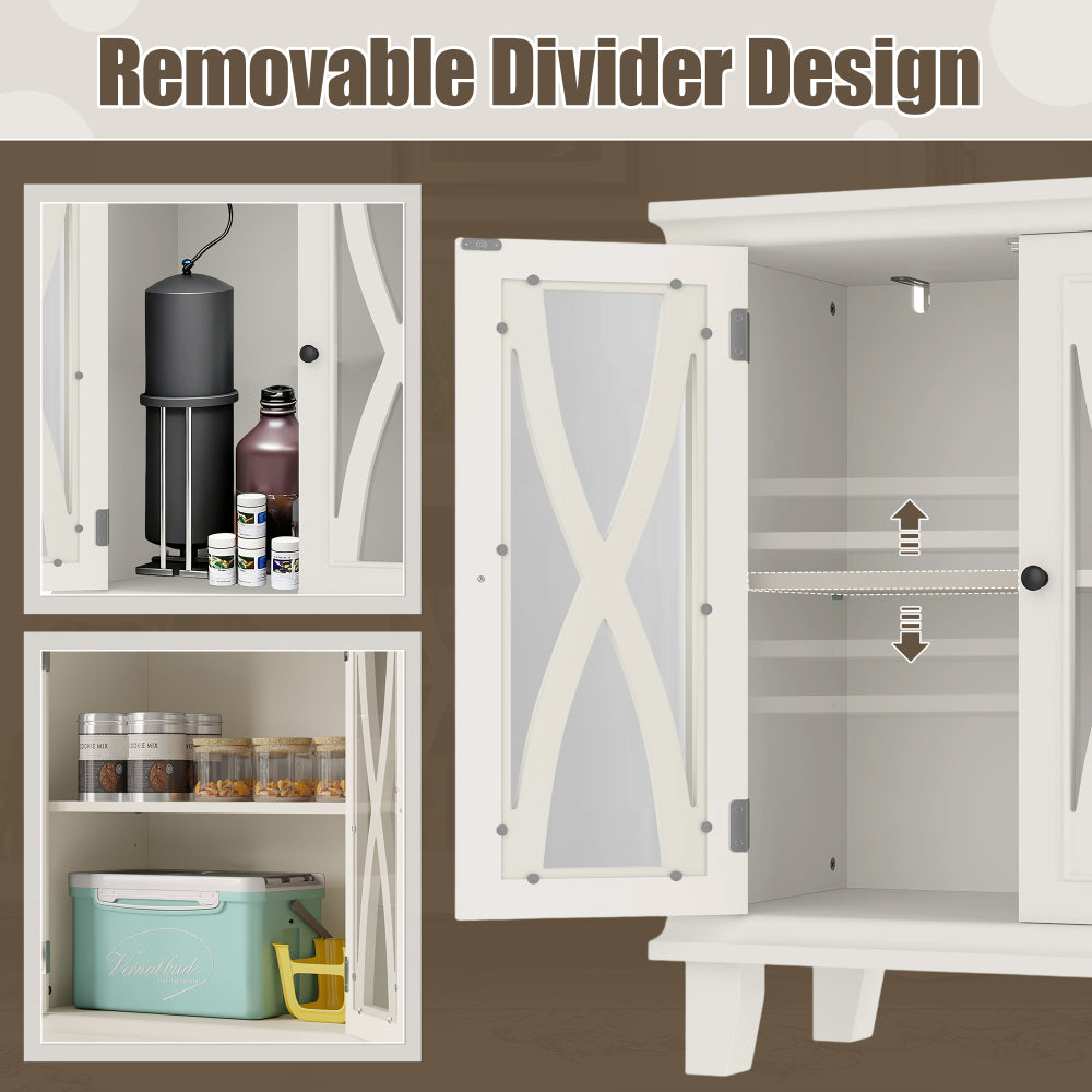 20 Gallon Fish Tank Stand with Power Outlets(4 AC 2 USB), Farmhouse Decorative Aquarium Stand Furniture with Adjustable Shelves, 10-20 Gallon Reptile Turtle Tank Stand with Cabinet Storage, Beige