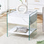 SunJet Bedside table with drawers. The board surface is MDF sticker, and both sides are transparent tempered glass. The design is simple and elegant, with excellent storage functions.