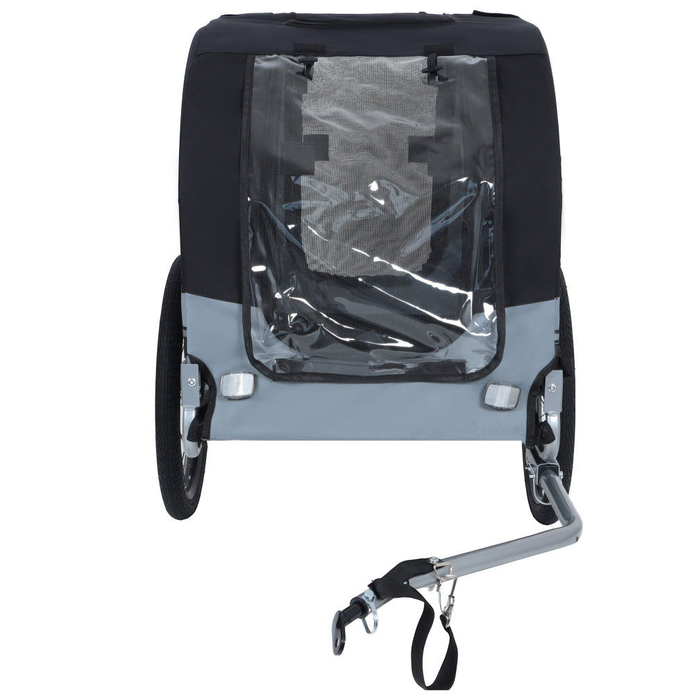 Large Folding Bike Trailer for Dogs – 66LB Capacity All-Terrain Pet Carrier, Durable Steel Frame for Cycling, Jogging, Camping & Outdoor Adventures, Black- Gray