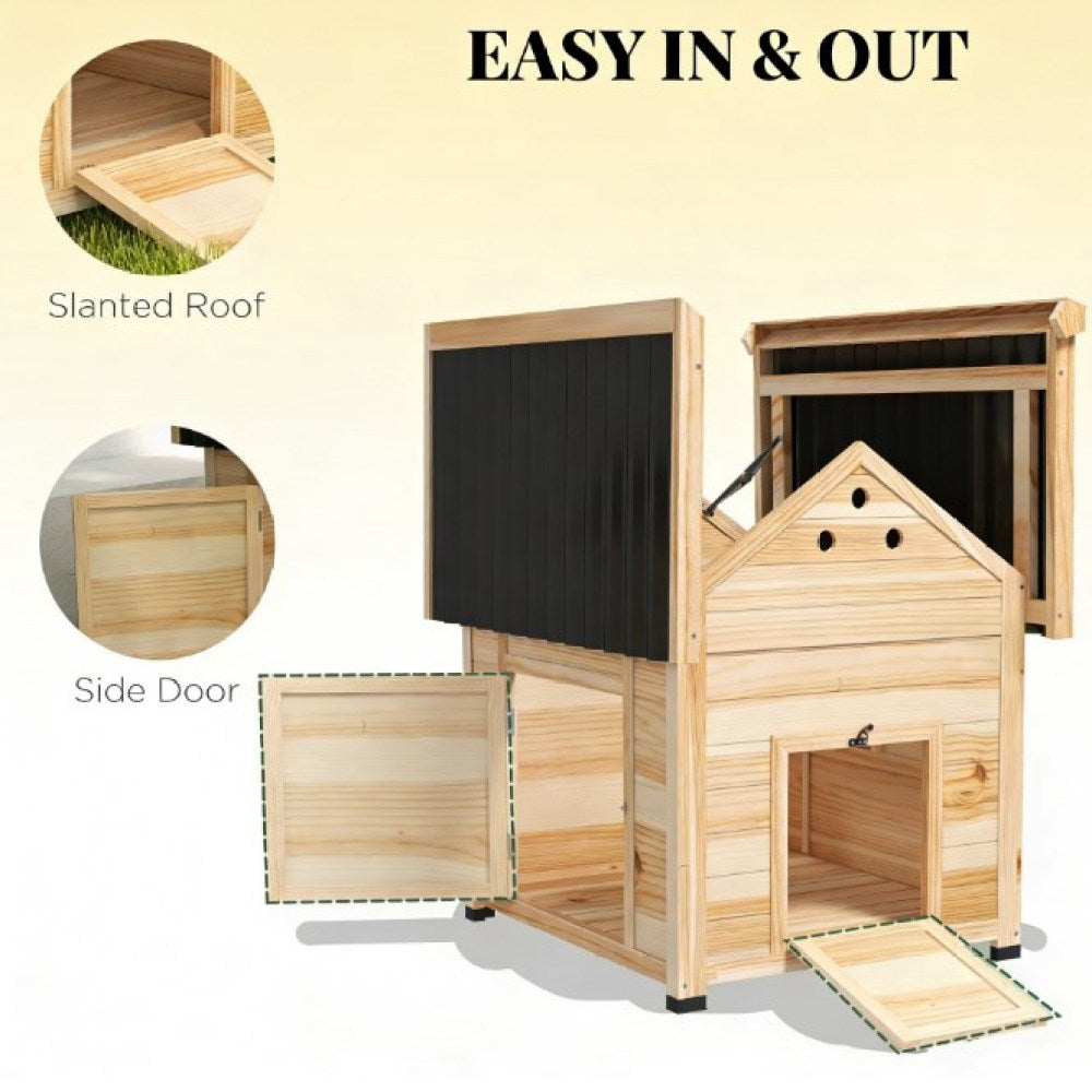 Pet Coop,Wooden House with Openable Roof