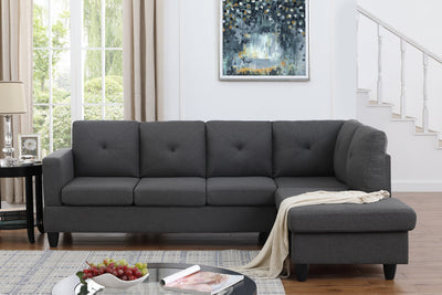 Santiago 96' Dark Gray Linen Sectional Sofa with Right Facing Chaise