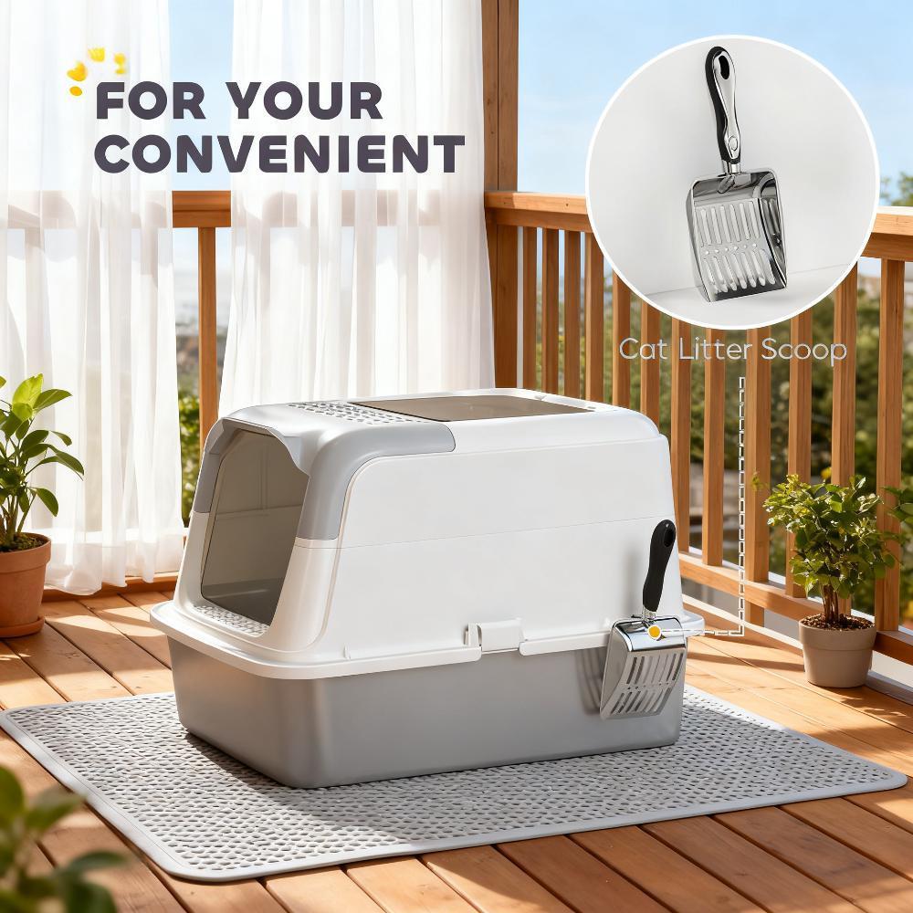 Cat Litter Box, Enclosed Cat Litter Box with Scoop, Deodorizer Bag
