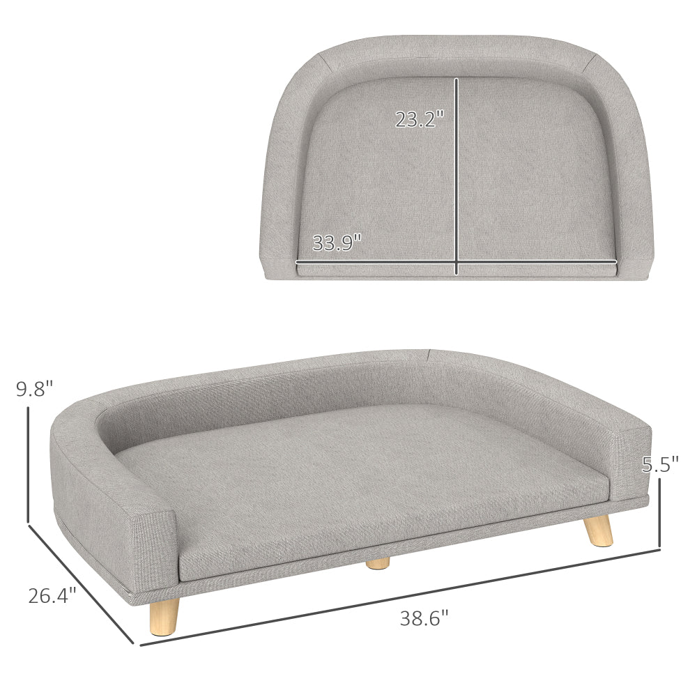 Pet Sofa Couch Bed with Washable Cushion for Large Dogs, Cats, Gray