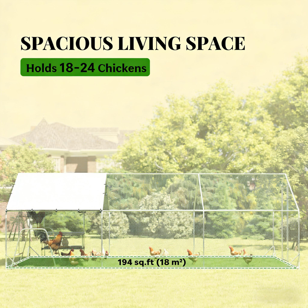 Chicken Coop,Large Metal Chicken Coop with Waterproof Cover