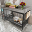 Large pet cage with storage rack, drawers with stainless steel food and water basin, made of iron frame and MDF material, sturdy, exquisite, and practical (black+smoke gray)