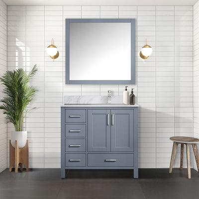 Dark Grey Bath Vanity 36 in. W x 22 in. D, Right Offset and 34 in. Mirrors