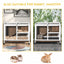 PawHut Indoor Rabbit Hutch with Wheels, Desk and Side Table Sized, Wood Rabbit Cage, Waterproof Small Rabbit Cage, Brown