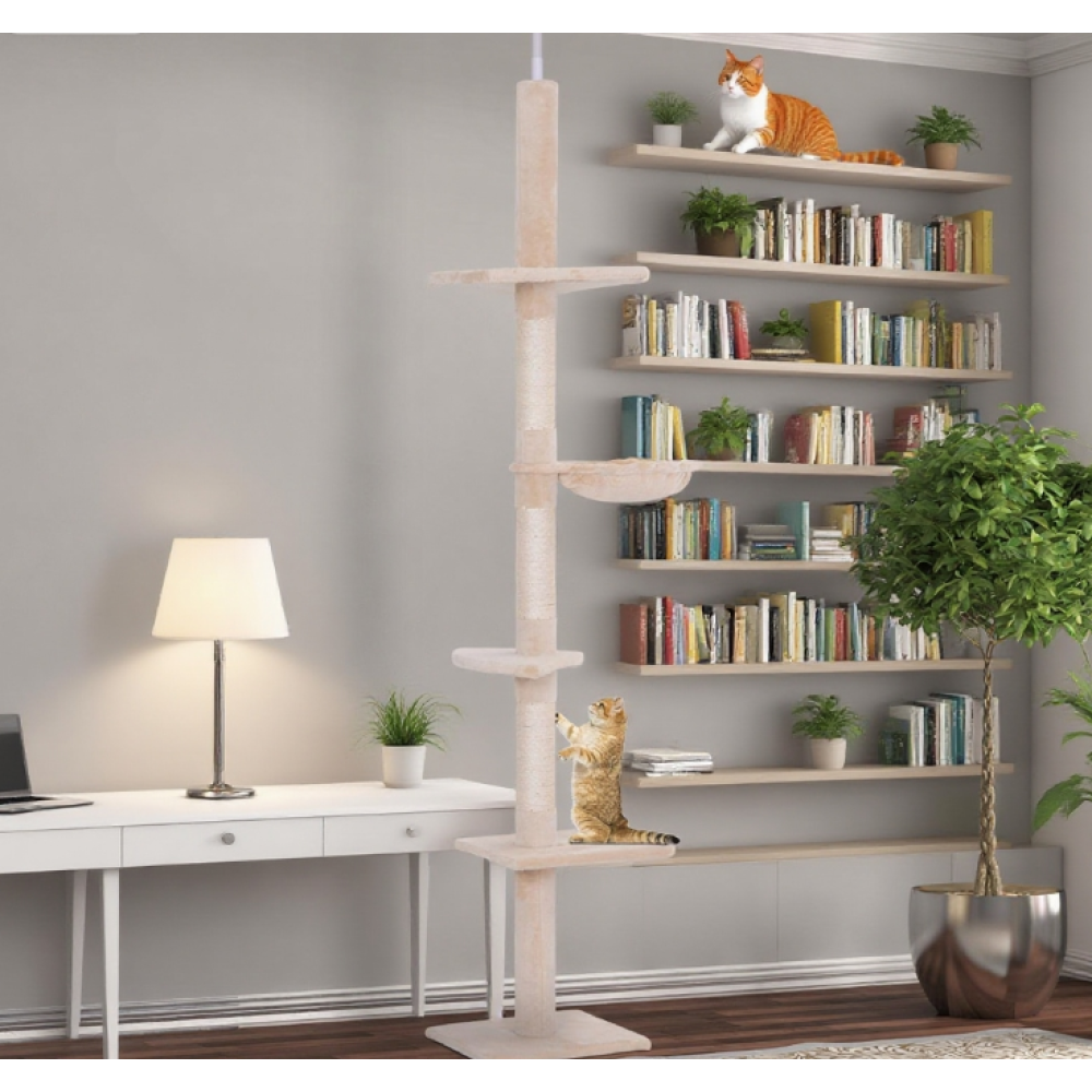 Adjustable Height Floor-to-Ceiling Vertical Cat TreeCat Climbing Tower