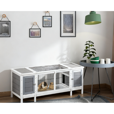 Pet House with Pull-Out Tray, and Divided Board for Indoor, White
