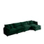Modern Upholstered 4 Seater Corduroy Sofa with Footstool, Green, Easy to Assemble with Arm and Throw Pillows