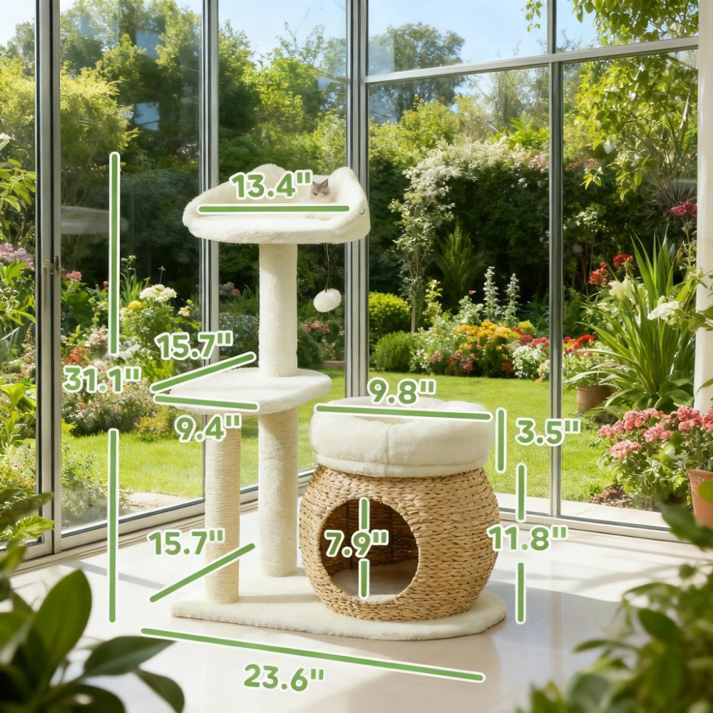 31" Cat Tree Tower with Scratching Posts