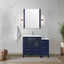 Navy Blue Bath Vanity 42 in. W x 18.25 in. D, with Side Cabinet, Faucet Set, White Ceramic Top, and 28 in. Mirror