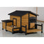 Large Wooden Dog House with Storage Box and Feeding Station, Outdoor Pet Kennel with Asphalt Roof, Porch, and Lockable Door – Weatherproof Fir Wood Dog Home for Small to Medium Dogs