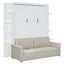 Queen Size Murphy Bed Wall Bed with Sofa, Space-Saving White MDF and LVL Construction