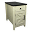 SunJet Farmhouse End Table Bedside Table with Charging Station,Night Stand with Barn Door and Drawer, Storage for Bedroom Living Room ,Bedside Table,  White+Black color