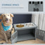 PawHut Large Elevated Dog Bowls with Storage Cabinet Containing Large 37L Capacity, Raised Dog Bowl Stand Pet Food Bowl Dog Feeding Station, Gray