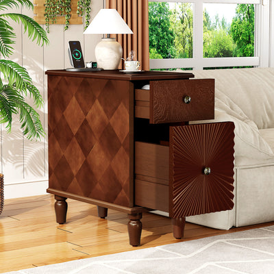 SunJet 2 Drawer Modern Sofa Side Table, Narrow Side Table, Slim Nightstand for Living Room, Bedroom(Expect Arrival Date 2025/4/16)