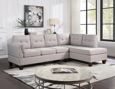 Dalia 97' Light Gray Linen Modern Sectional Sofa with Right Facing Chaise