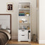 SunJet Night Stand with Bookshelf, Night Stand with 2 Storage Drawers for Bedroom