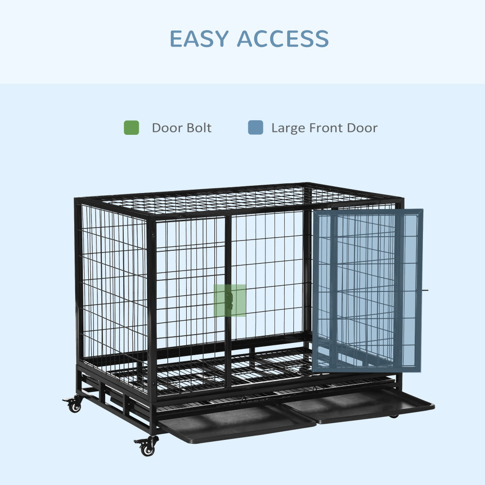 Heavy Duty Dog Crate Metal Cage Kennel, Black