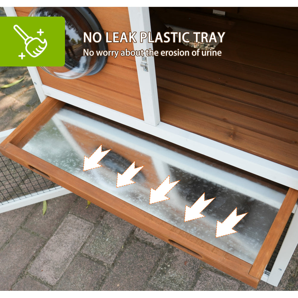 Rabbit Hutch Outdoor, Bunny Cage with Waterproof Roof, Removable Pull Out Tray,  2-tier Wooden Rabbit House for Small Animals, Rabbit Enclosure Suits for Guinea Pigs, Hamster,.Viewing Window Design