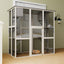 Gray Wooden Outdoor Catio Cat Enclosure with Weatherproof Asphalt Roof, Large Walk-in Cat House with 6 Platforms & 2 Napping Boxes, Solid Wood Cat Cage  Kennel Condo Playpen for Patio
