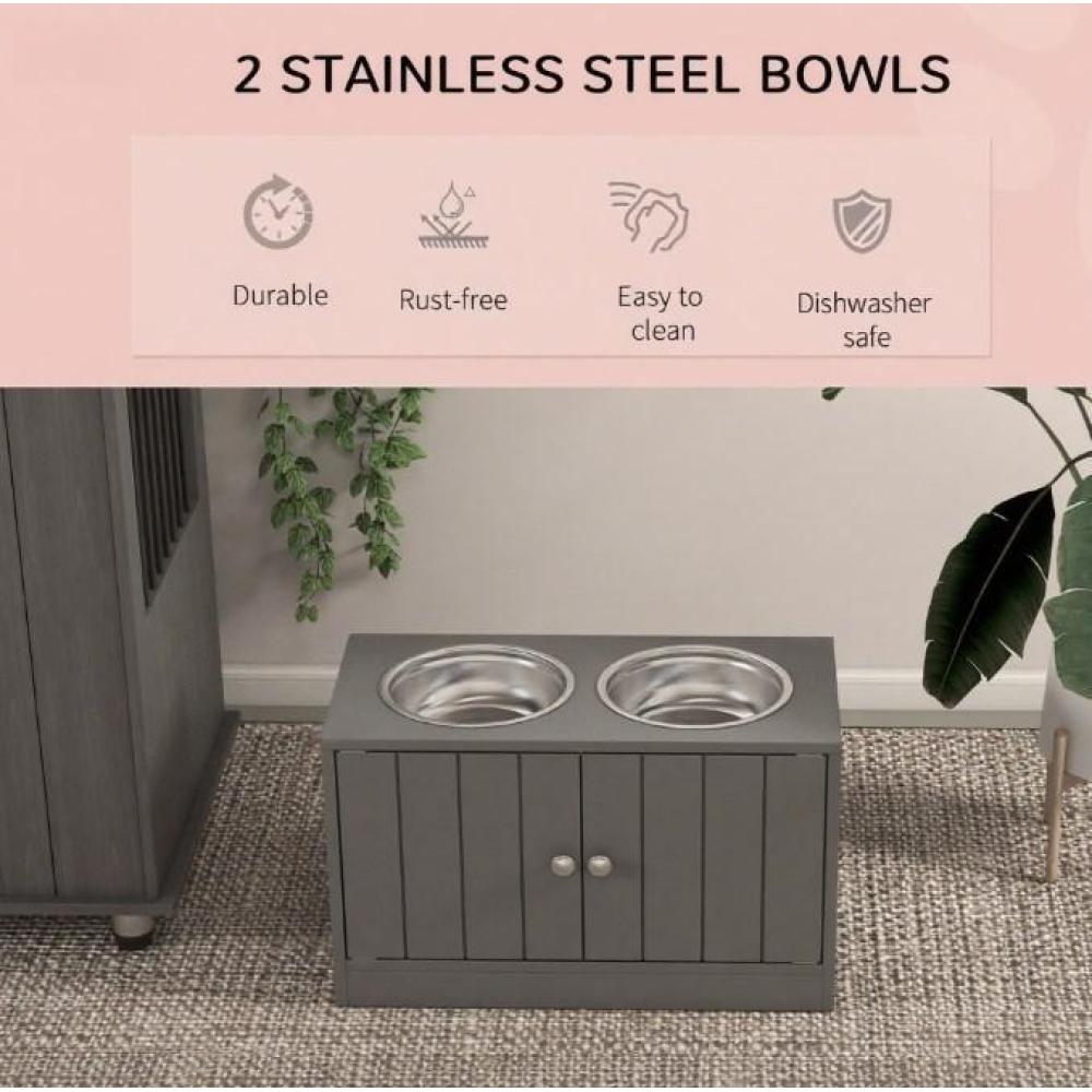 Pet Bowls,Elevated Dog Bowls with Storage Cabinet Containing Large Capacity
