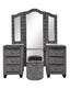 Modern Style Crystal Tufted Upholstery 6-Drawer Vanity Set with Stool, finished with Velvet Fabric made with Wood in Gray(NJ Inventory)